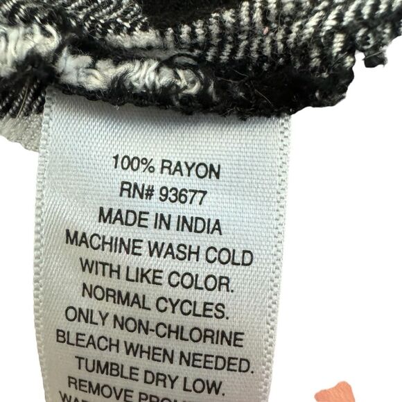 Buffalo Plaid Black White Button Down Long Sleeve Shirt Dress‎ - Picture 6 of 8